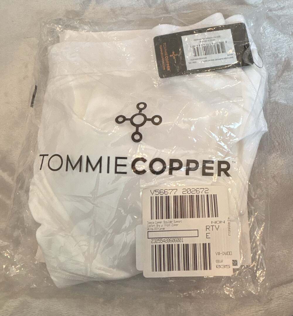 Tommie Copper Shoulder Support Zip Bra White Size 3XL